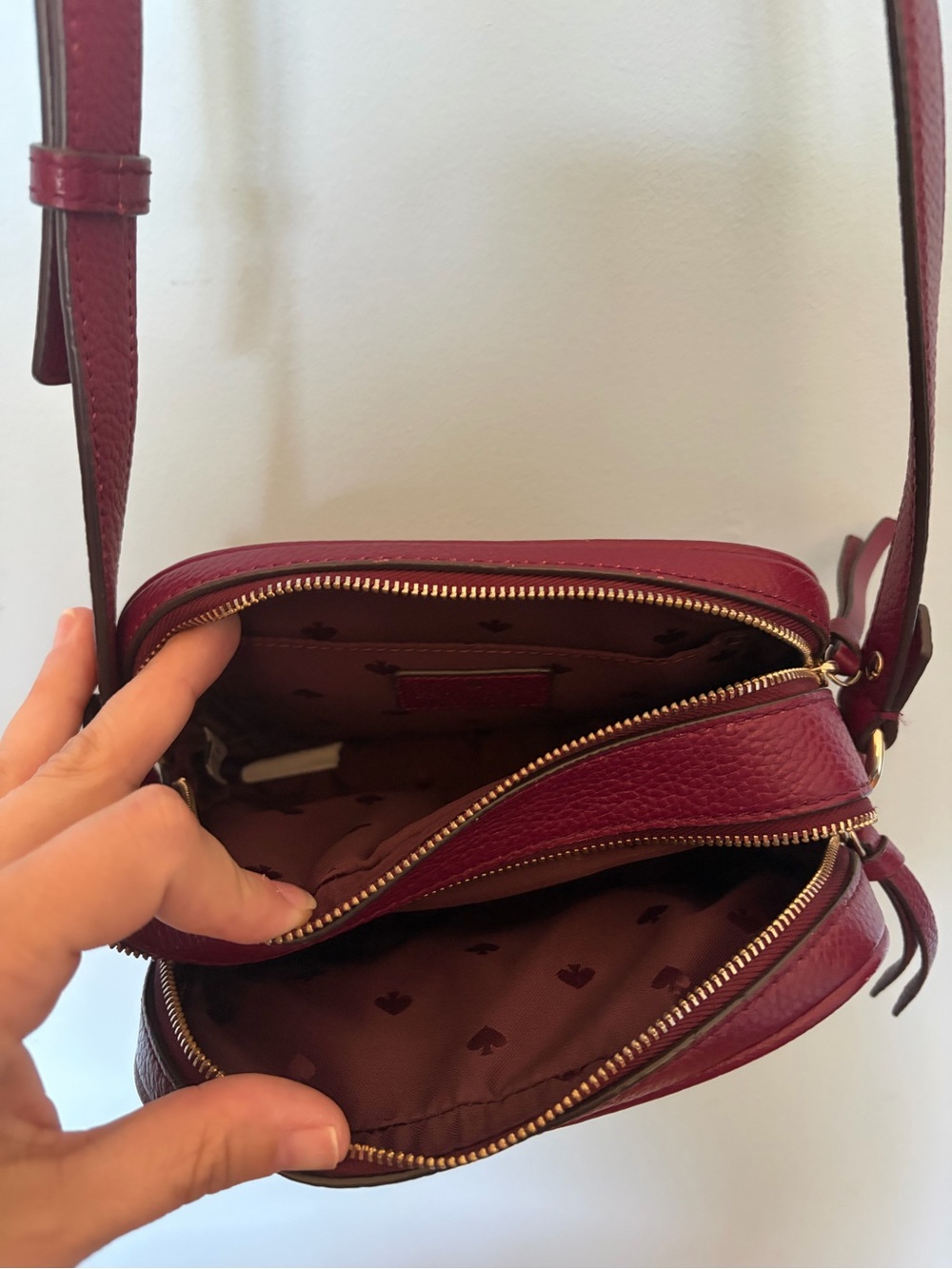 kate spade Burgundy Pebbled Leather Crossbody Bag - Picture 2 of 2
